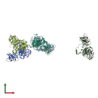 PDB entry 2oip coloured by chain, front view.