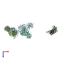 PDB entry 2oip coloured by chain, top view.