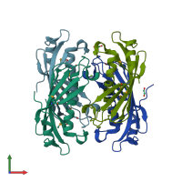 PDB entry 2oiw coloured by chain, front view.