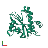 PDB entry 2oix coloured by chain, front view.