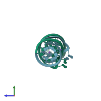 PDB entry 2oiy coloured by chain, side view.