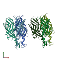 PDB entry 2oj6 coloured by chain, front view.