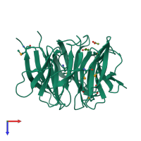 PDB entry 2ojh coloured by chain, top view.