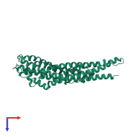 PDB entry 2ojq coloured by chain, top view.