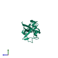 PDB entry 2ojr coloured by chain, side view.