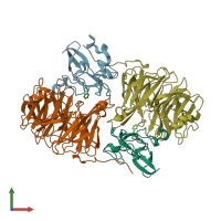 PDB entry 2ok4 coloured by chain, front view.