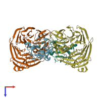 PDB entry 2ok4 coloured by chain, top view.