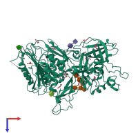 PDB entry 2ok5 coloured by chain, top view.