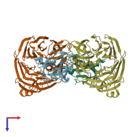 PDB entry 2ok6 coloured by chain, top view.