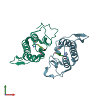 PDB entry 2ok9 coloured by chain, front view.