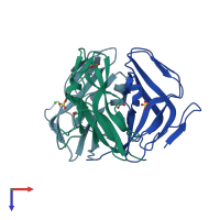 PDB entry 2okb coloured by chain, top view.