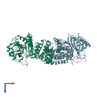 PDB entry 2okc coloured by chain, top view.