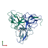 PDB entry 2okd coloured by chain, front view.