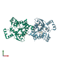 PDB entry 2okg coloured by chain, front view.