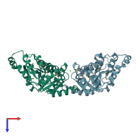 PDB entry 2okg coloured by chain, top view.