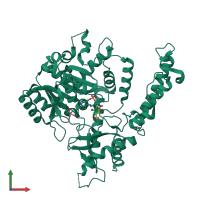 PDB entry 2okk coloured by chain, front view.