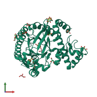 PDB entry 2oko coloured by chain, front view.
