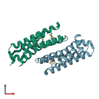 PDB entry 2oku coloured by chain, front view.