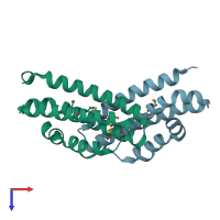 PDB entry 2oku coloured by chain, top view.