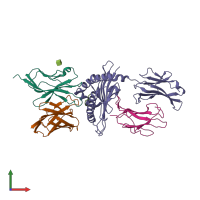 Hetero pentameric assembly 1 of PDB entry 2ol3 coloured by chemically distinct molecules, front view.