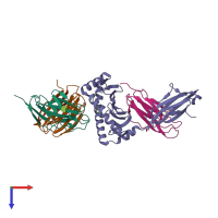 PDB entry 2ol3 coloured by chain, top view.