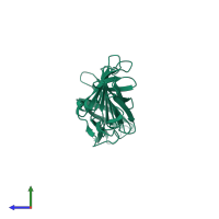 PDB entry 2ol6 coloured by chain, side view.