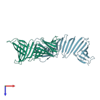 PDB entry 2ol7 coloured by chain, top view.