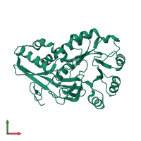 PDB entry 2ola coloured by chain, front view.