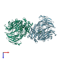 PDB entry 2ole coloured by chain, top view.