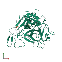 PDB entry 2olg coloured by chain, front view.