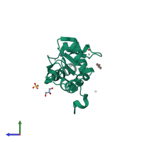 PDB entry 2olm coloured by chain, side view.