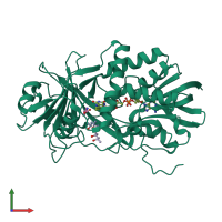 PDB entry 2olo coloured by chain, front view.