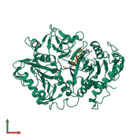 PDB entry 2olq coloured by chain, front view.