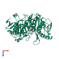 PDB entry 2olq coloured by chain, top view.