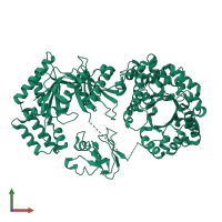 PDB entry 2ols coloured by chain, front view.