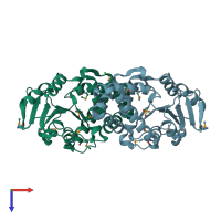 PDB entry 2om6 coloured by chain, top view.