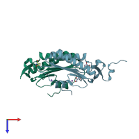 PDB entry 2omd coloured by chain, top view.