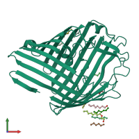 PDB entry 2omf coloured by chain, front view.