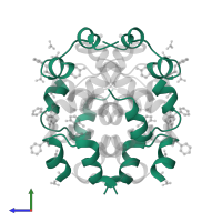 Insulin A chain in PDB entry 2omg, assembly 1, side view.