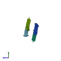 PDB entry 2omq coloured by chain, side view.