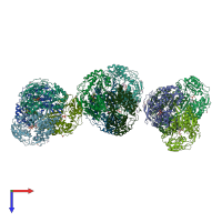 PDB entry 2onm coloured by chain, top view.