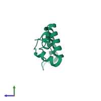 PDB entry 2ont coloured by chain, side view.