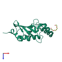 PDB entry 2onu coloured by chain, top view.