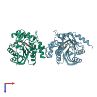 PDB entry 2ony coloured by chain, top view.