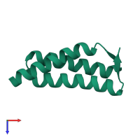 PDB entry 2oo2 coloured by chain, top view.