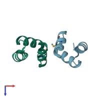PDB entry 2ooa coloured by chain, top view.