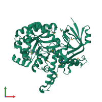PDB entry 2ood coloured by chain, front view.