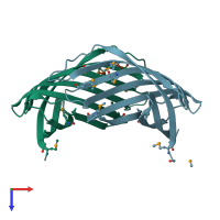 PDB entry 2ooj coloured by chain, top view.