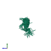 PDB entry 2oon coloured by chain, ensemble of 20 models, side view.