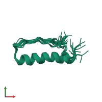PDB entry 2oop coloured by chain, ensemble of 20 models, front view.